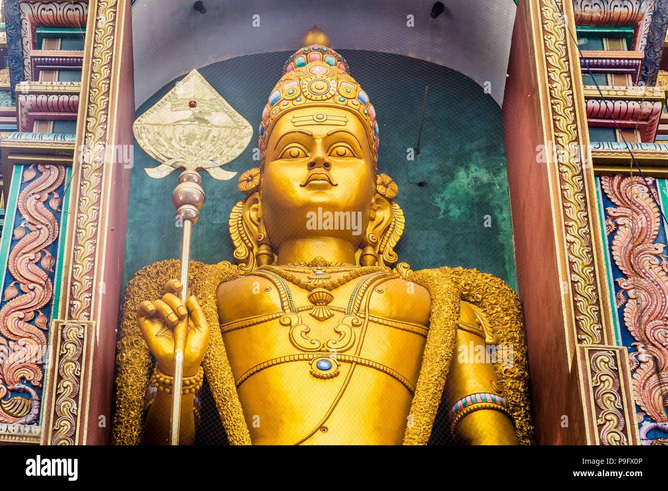 Chilaw, Sri Lanka - July, 25, 2017;The facade statue- the golden Stock Photo