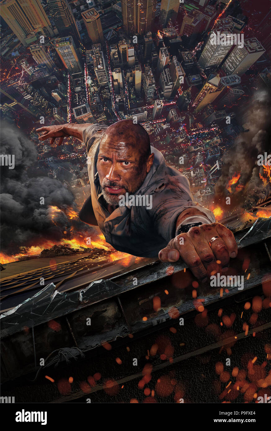 RELEASE DATE: July 13, 2018 TITLE: Skyscraper STUDIO: Universal Pictures DIRECTOR: Rawson Marshall Thurber PLOT: A father goes to great lengths to save his family from a burning skyscraper. STARRING: DWAYNE JOHNSON as Will Sawyer poster art. (Credit Image: © Universal Pictures/Entertainment Pictures) Stock Photo