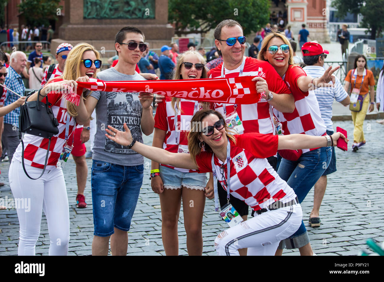Jul With Fans Moscow, Russia - July, 2018: Croatian football fans on world cup ...