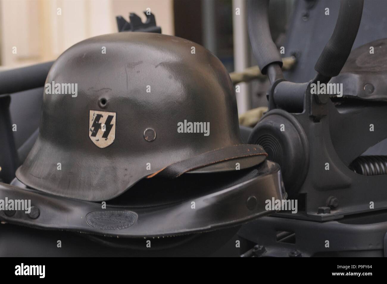 WWII German SS motorcycle helmet Stock Photo - Alamy