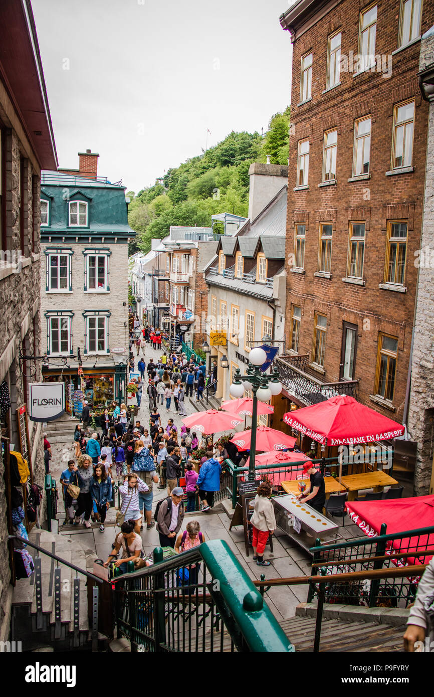 Famous historic shopping street Petit Champlain in Quebec City Canada