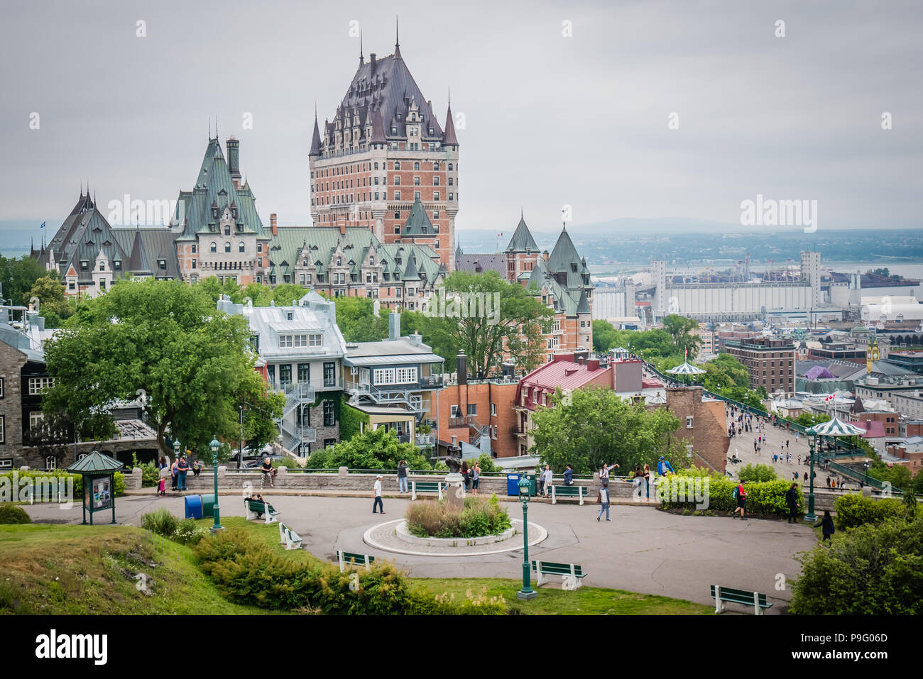 famous historic landmark hotel Chateau Frontenac in Quebec City Canada Stock Photo