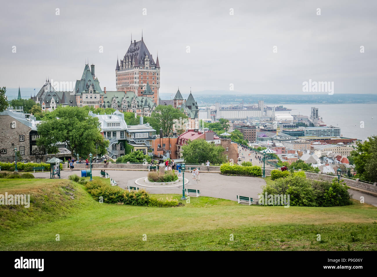 famous historic landmark hotel Chateau Frontenac in Quebec City Canada Stock Photo