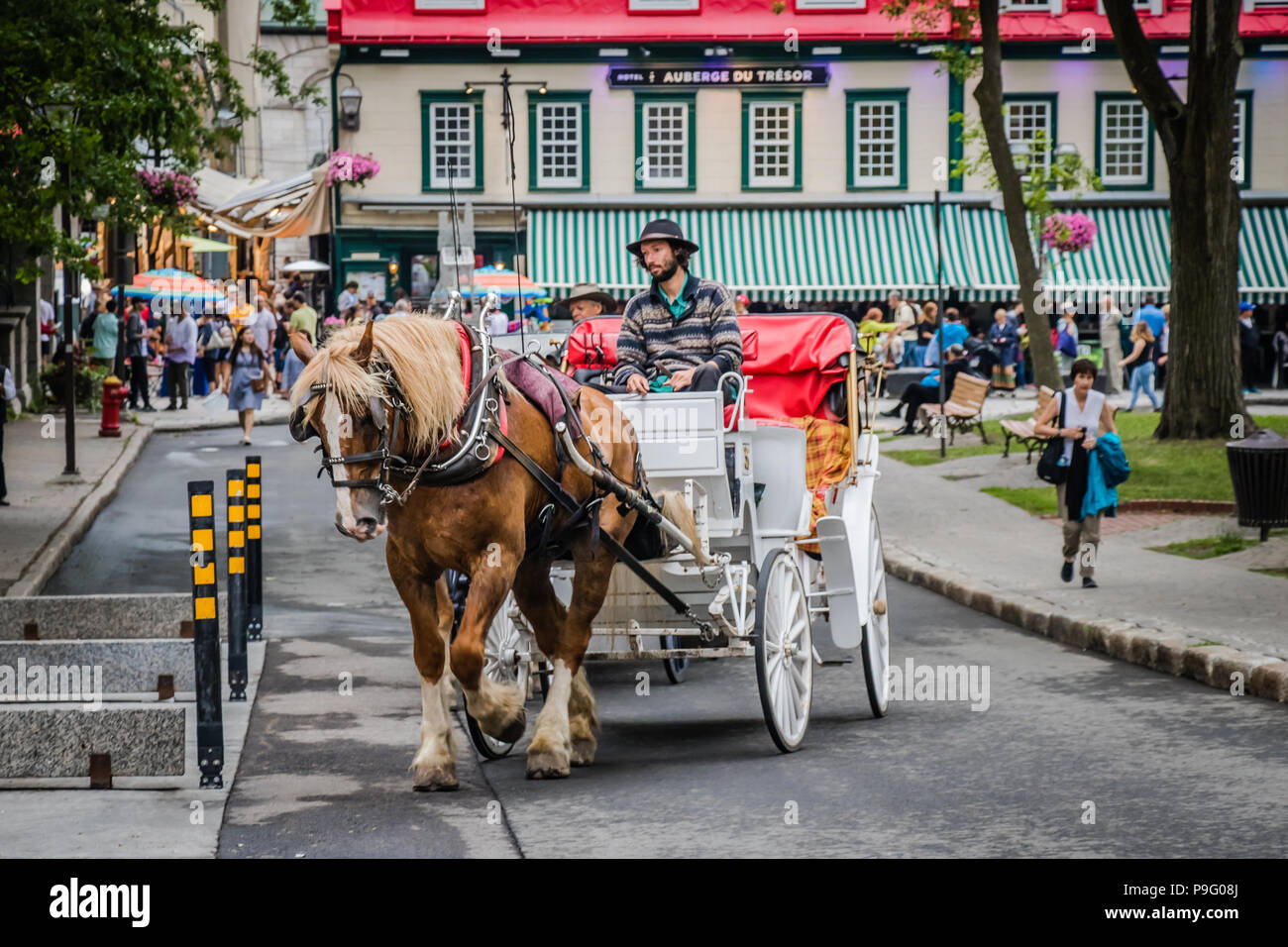 horse carriage ride quebec city Stock Photo Alamy