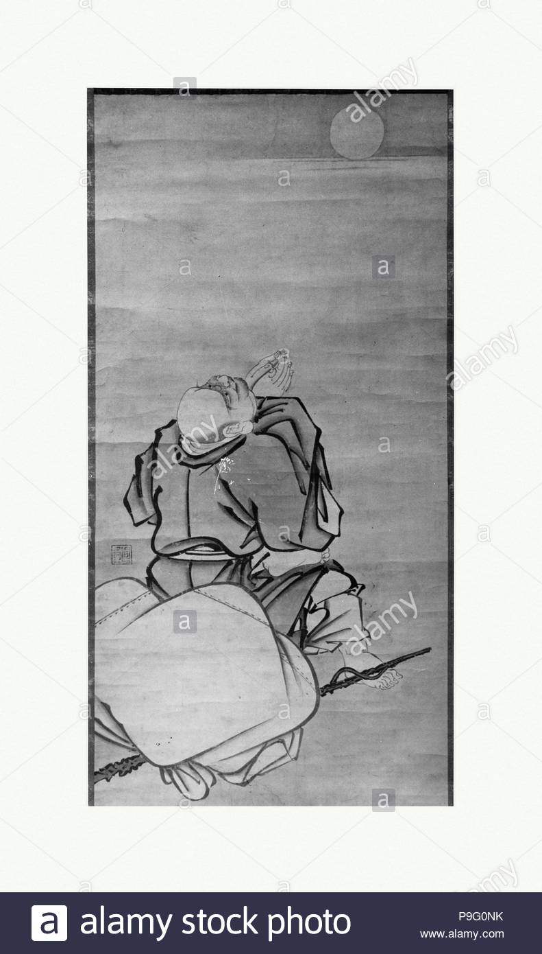 Hotei Admiring The Moon Edo Period 16151868 17th - 