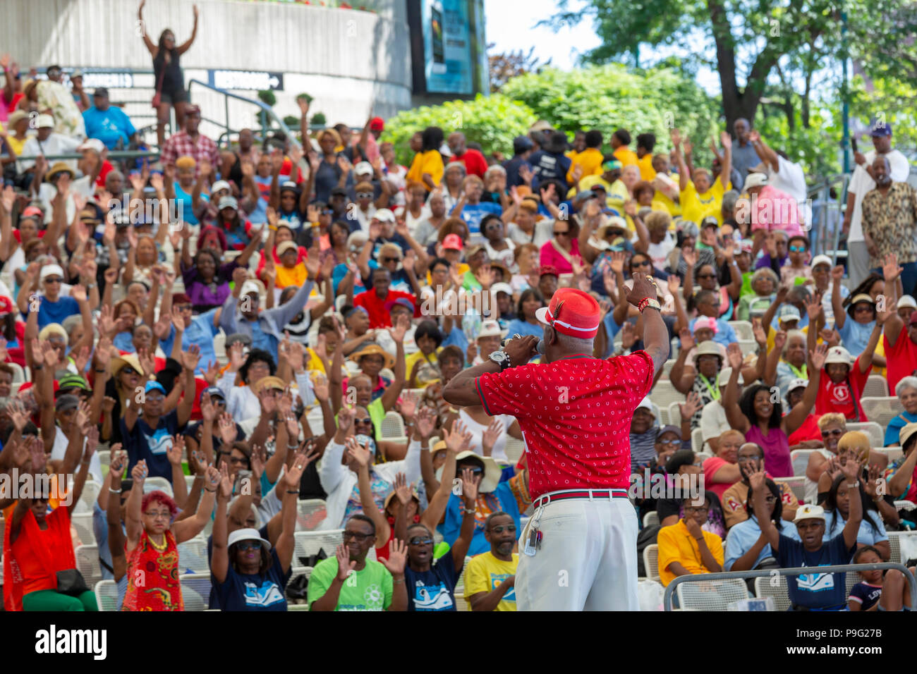 Detroit, Michigan - Senior Friendship Day, an event that brought several thousand senior citizens to Chene Park for music, dancing, and food. The even Stock Photo