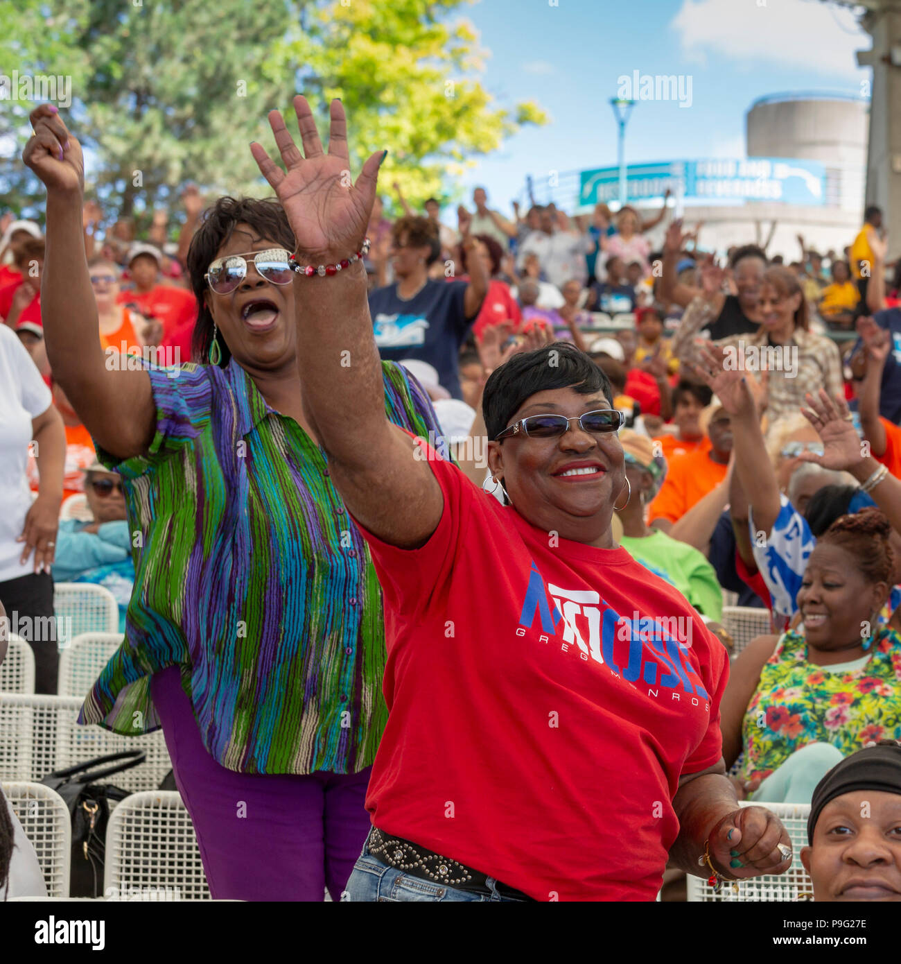 Detroit, Michigan - Senior Friendship Day, an event that brought several thousand senior citizens to Chene Park for music, dancing, and food. The even Stock Photo