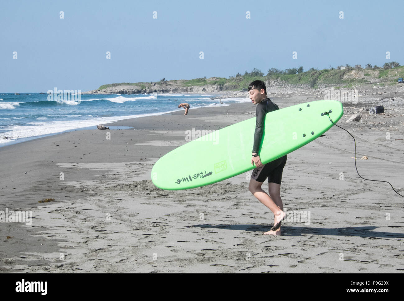 Dulan beach,Surfing,surfboards,lesson,on,coast,beach,near,Taitung,East