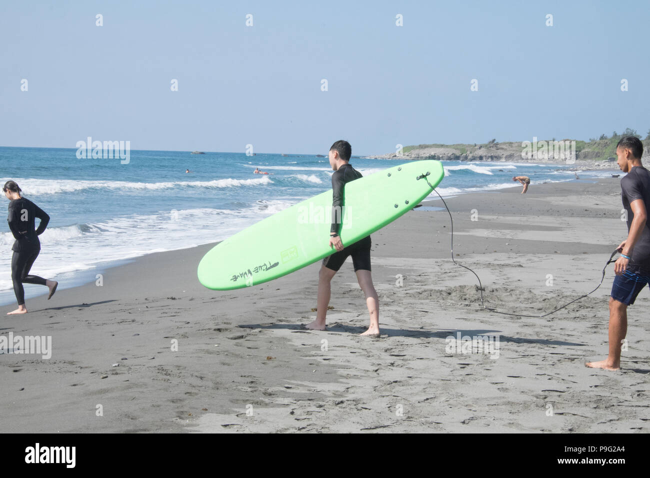 Dulan beach,Surfing,surfboards,lesson,on,coast,beach,near,Taitung,East