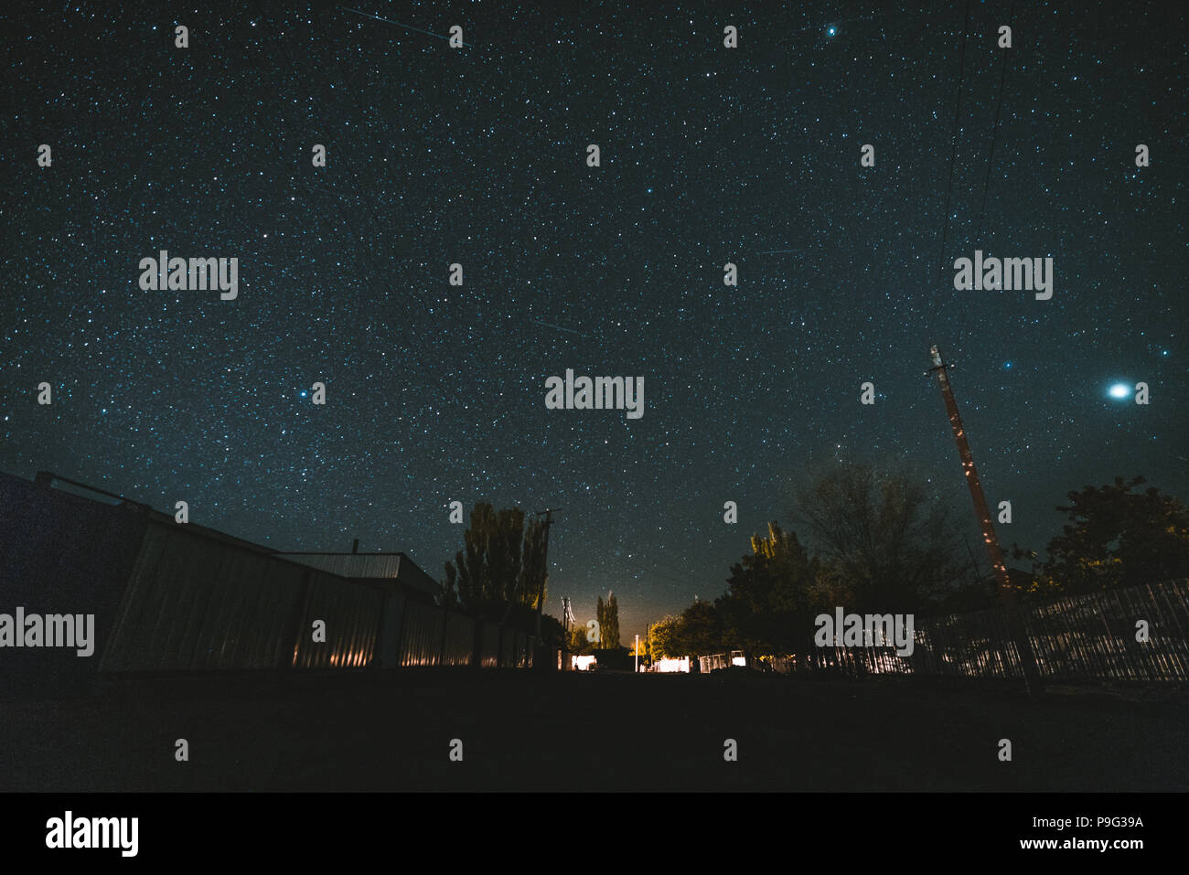 night landscape, village house under the stars at night Stock Photo - Alamy