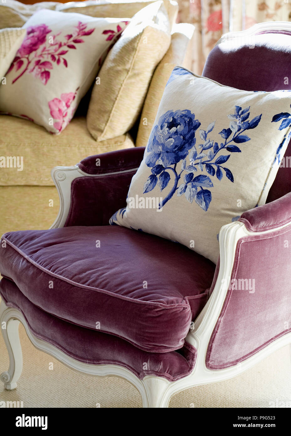 Cream and purple on sale cushions