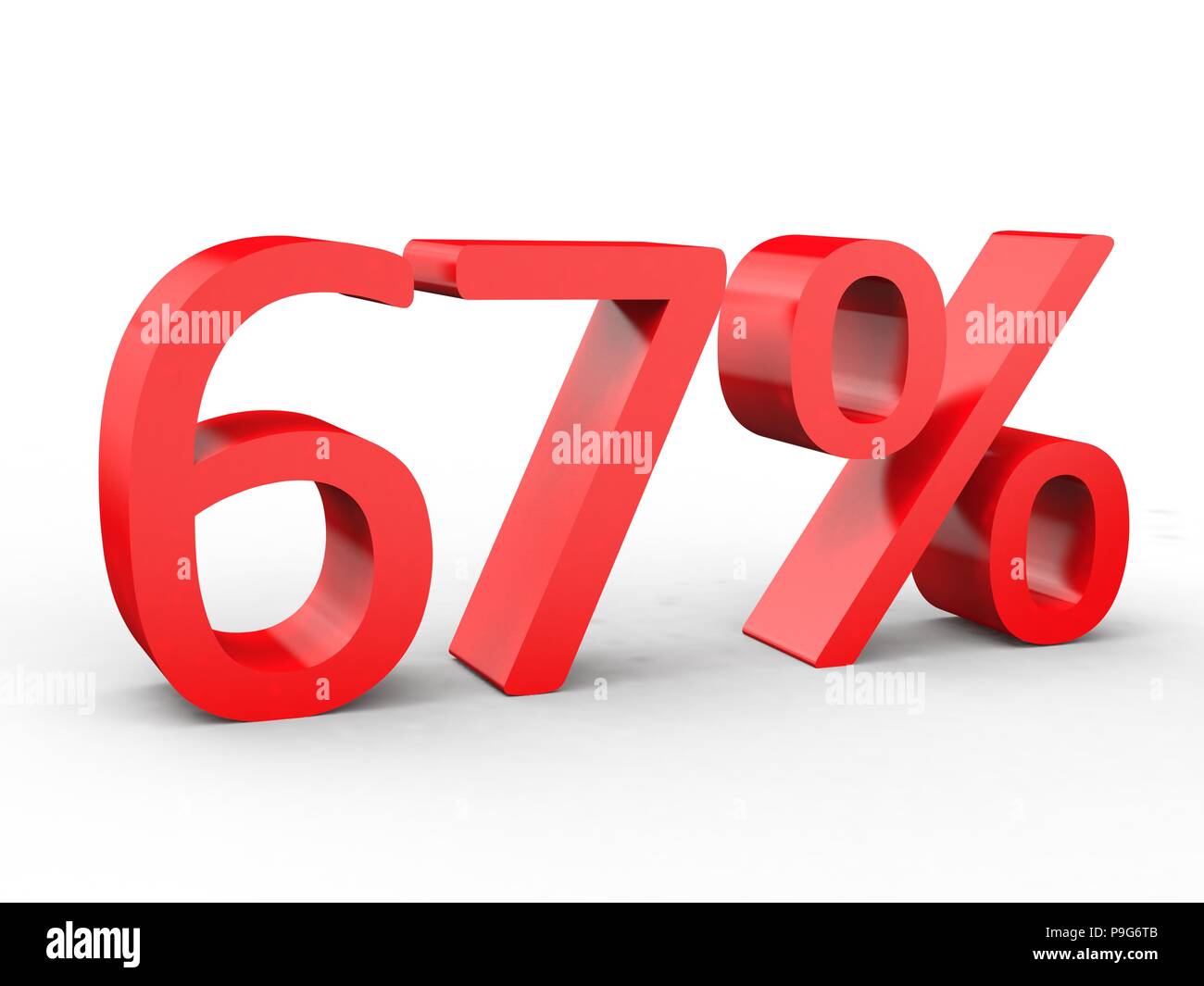 67 percent discount. Red 3d numbers on isolated white background Stock ...