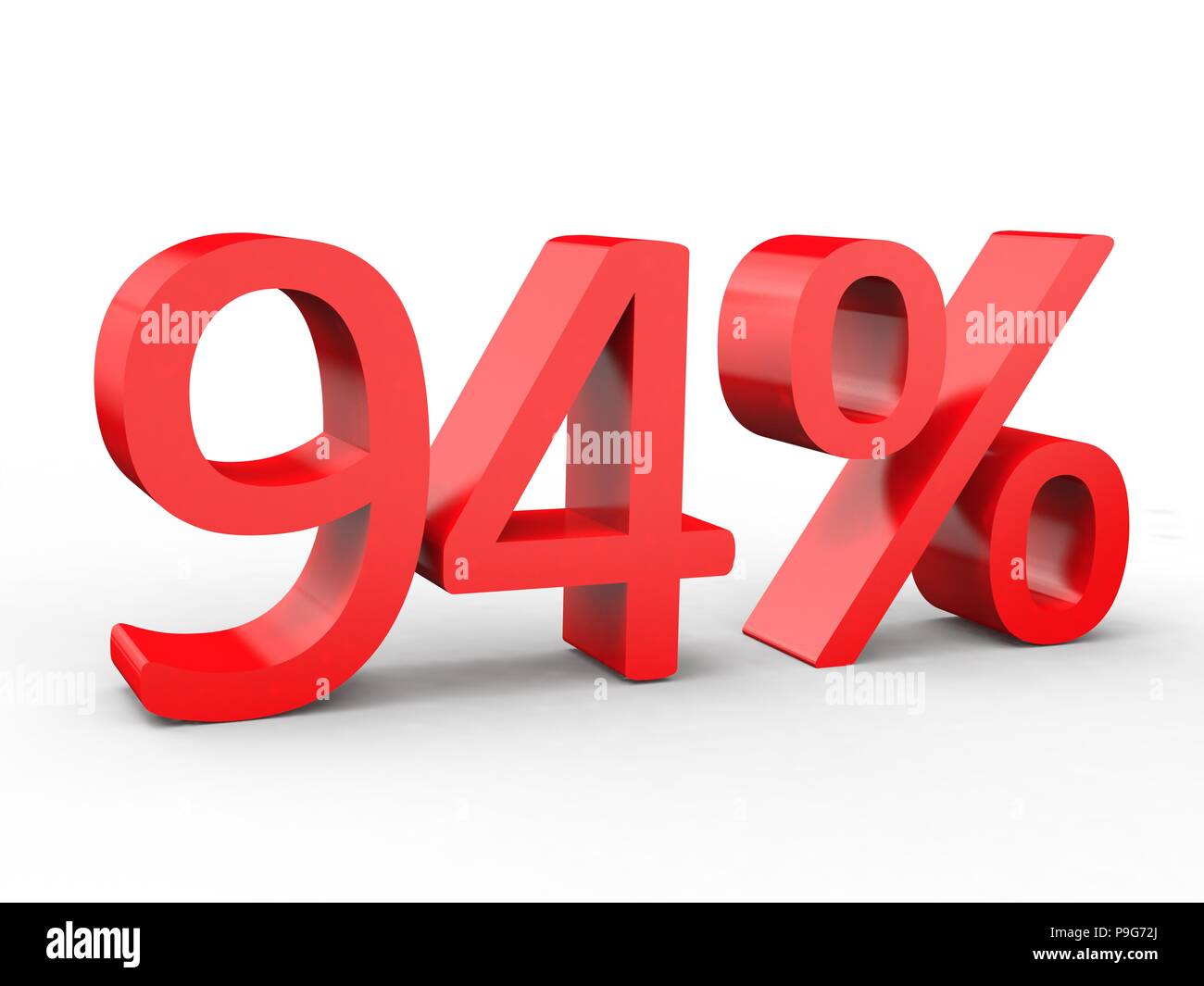 94 percent discount. Red 3d numbers on isolated white background Stock ...