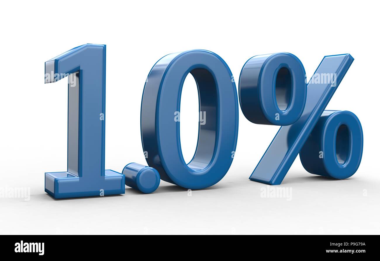 1,0 percent discount. blue 3d numbers on isolated white background ...