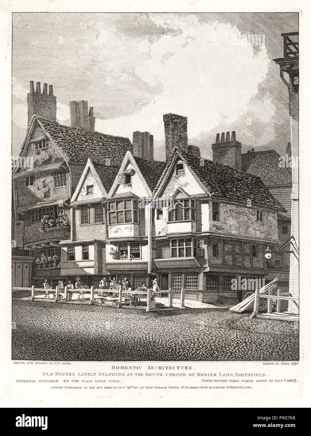 Old Stuart houses from the reign of King James I at the south corner of
