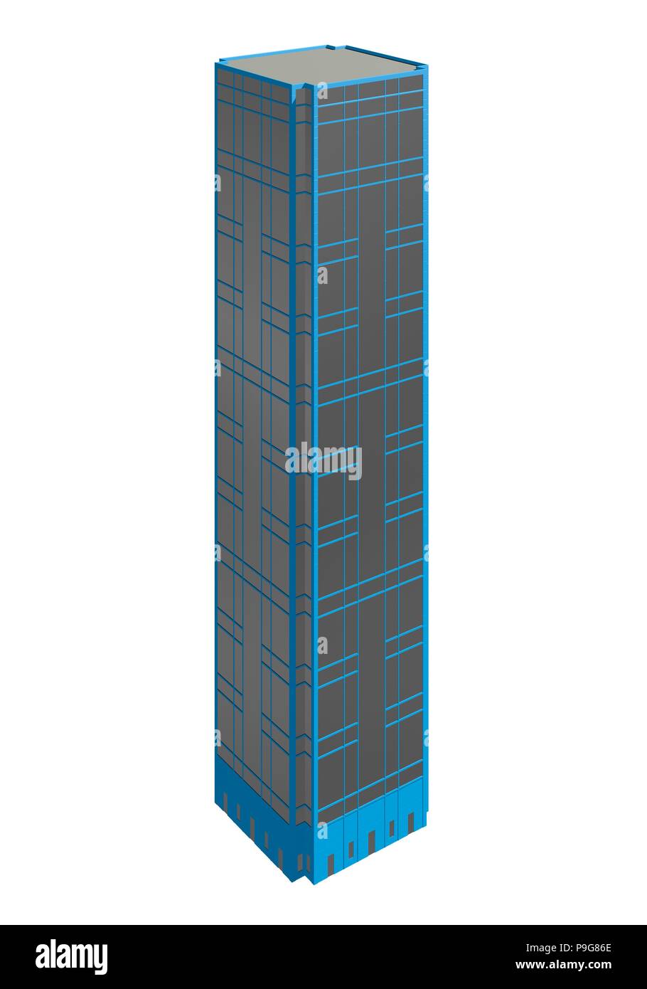 3D illustration skyscraper building isolated on white background Stock ...