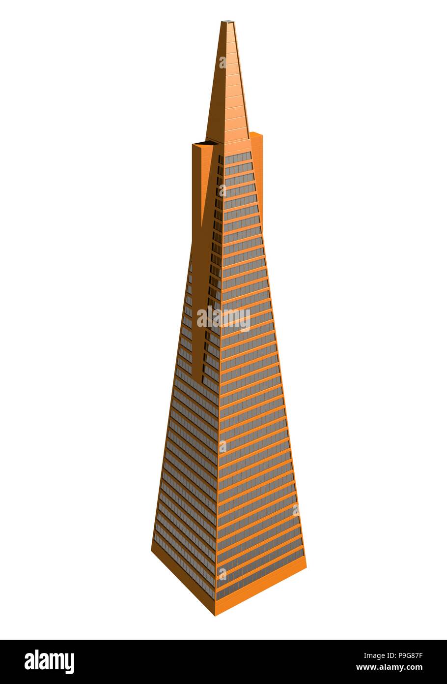 3D illustration skyscraper building isolated on white background Stock ...