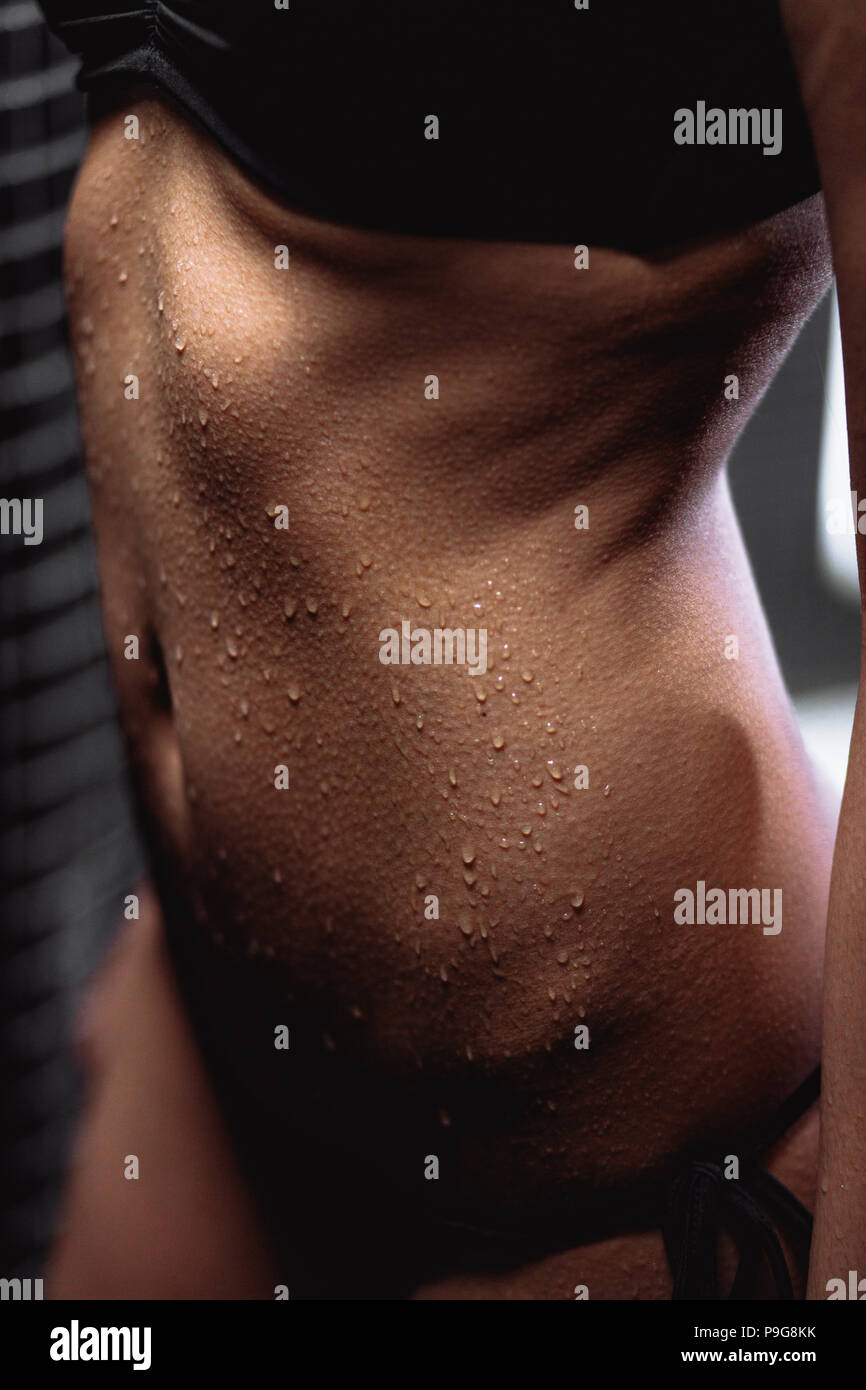 Wet Woman Body Close Up Cropped Photo Skin After Cold Water Stock Photo Alamy
