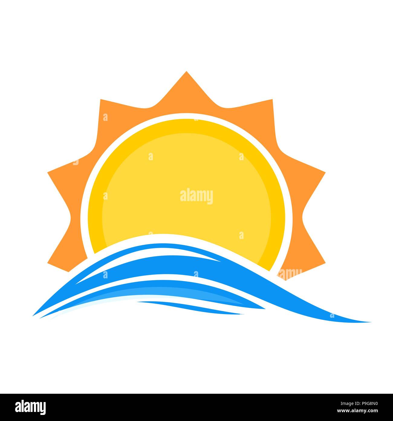 Sun over the sea - logo icon. Cartoon sun over sea waves. Vector  illustration isolated on white background Stock Vector Image & Art - Alamy