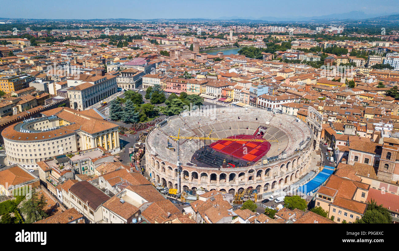 The Verona Arena, a Roman amphitheatre, Piazza Bra, Verona, Italy Stock Photo