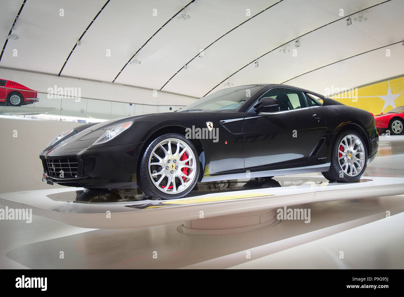 MODENA, ITALY-JULY 21, 2017: Ferrari 599 GTB Fiorano in the Enzo Ferrari Museum. It was a part of exhibition «Driving with the Stars».  A 599 GTB owne Stock Photo