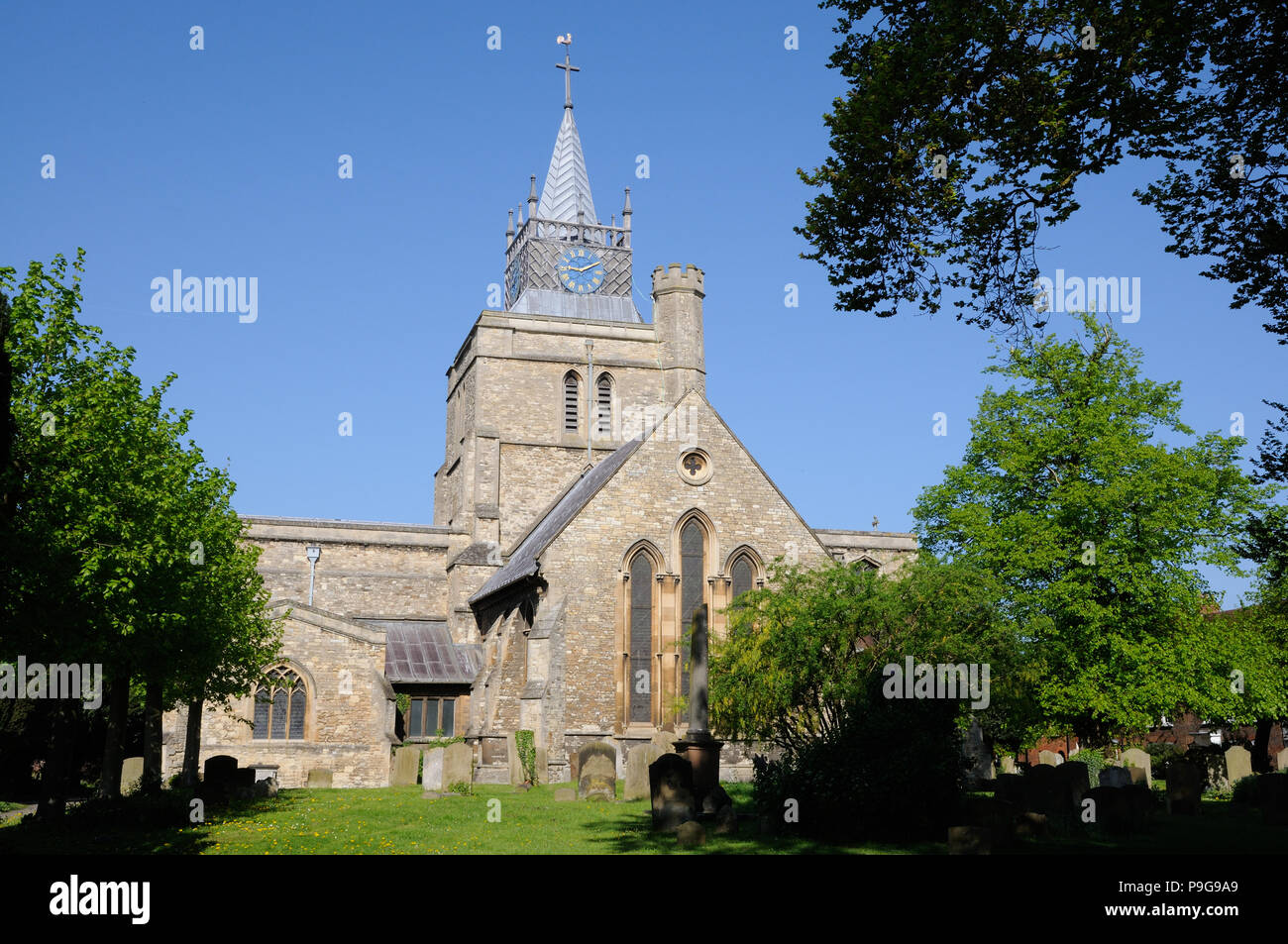 St Mary the Virgin, Aylesbury, Buckinghamshire. It is beleived a church has been on this site since the twelth century. Stock Photo