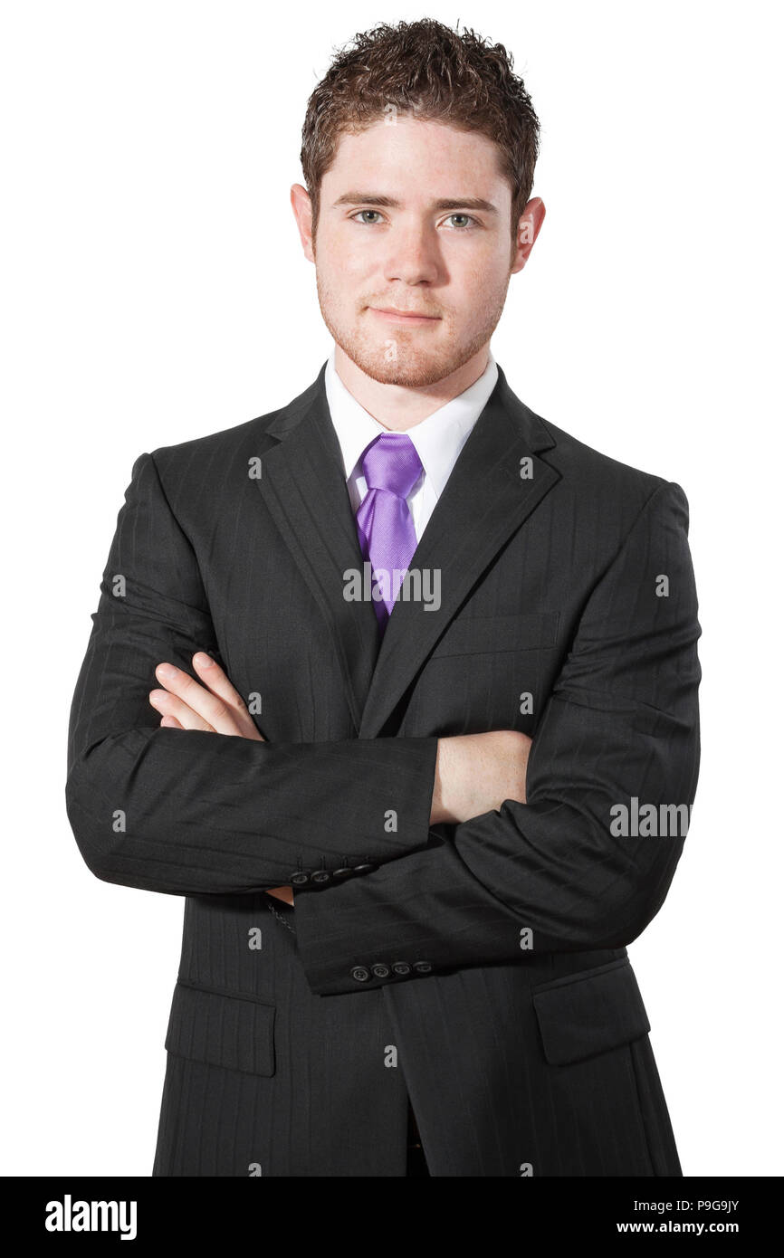 Stock image of Businessman with arms crossed isolated on white ...