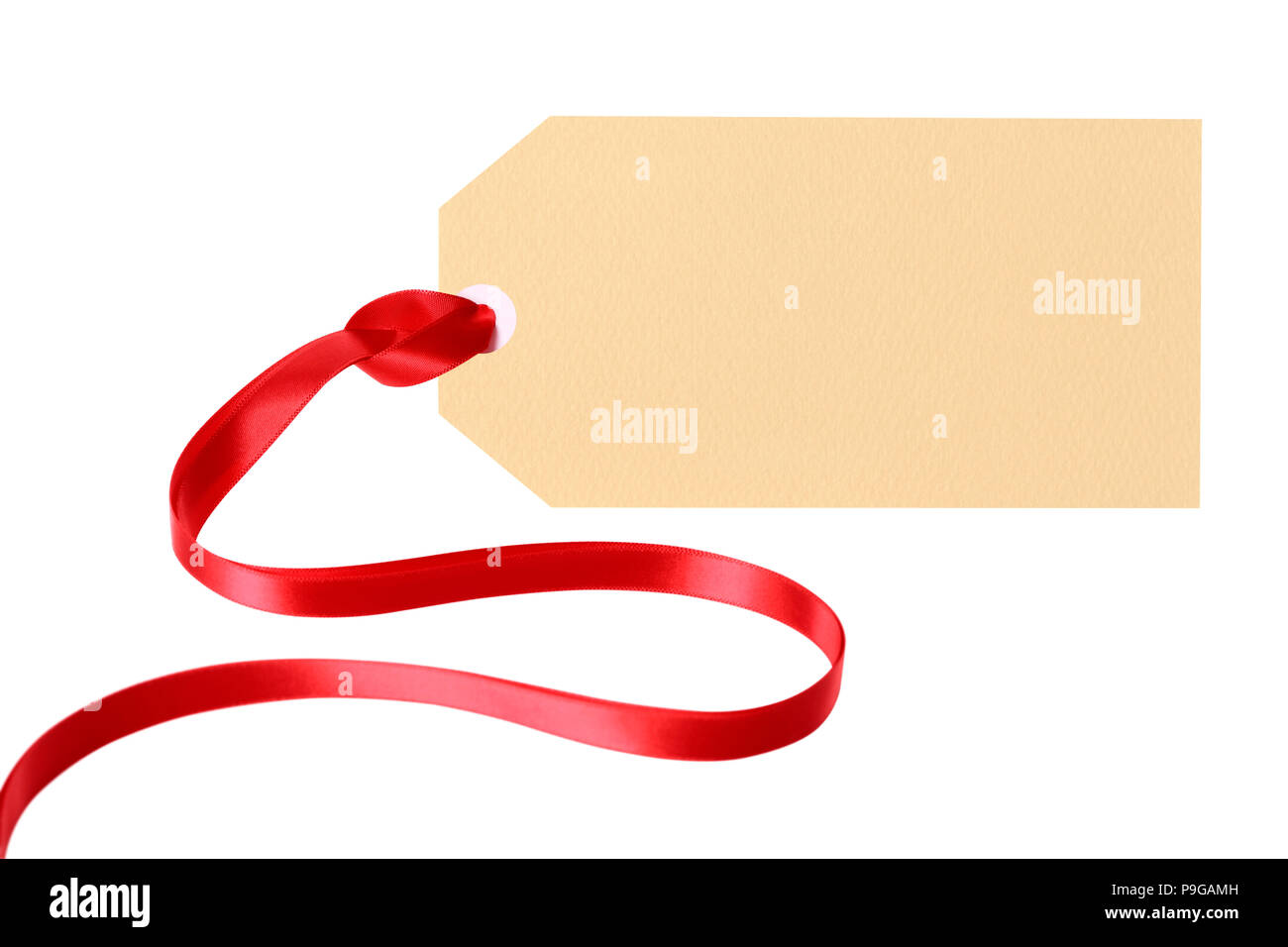 Plain Ribbon Tag Plain blank gift tag or manila label with ribbon isolated on white ...