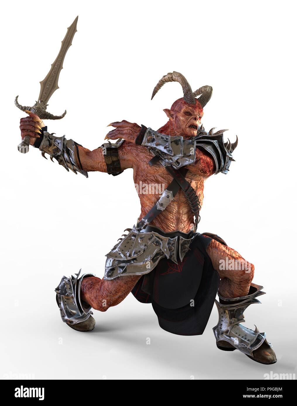 3D illustration demon monster isolated on white background Stock Photo ...