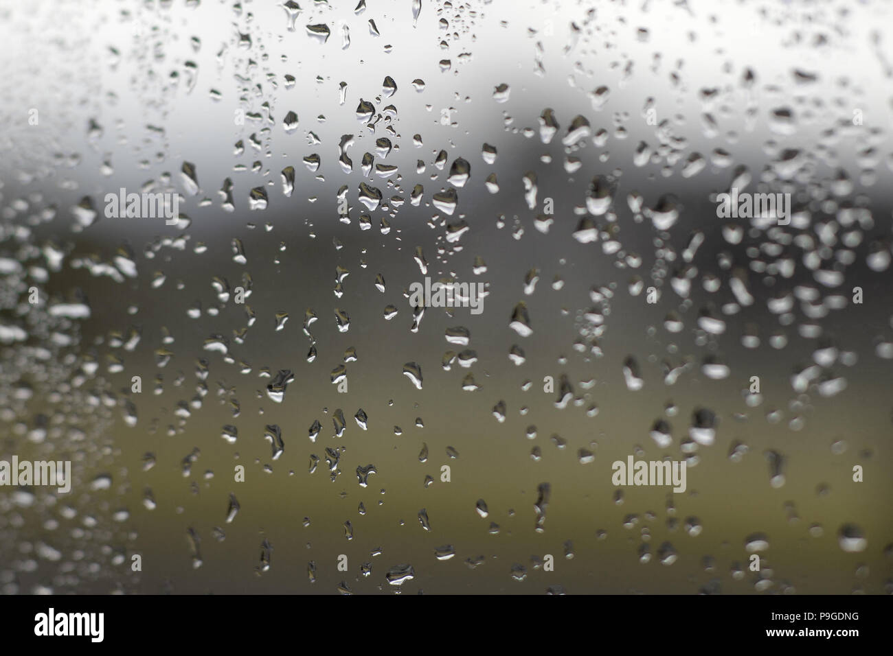 raindrops on a windowpane Stock Photo