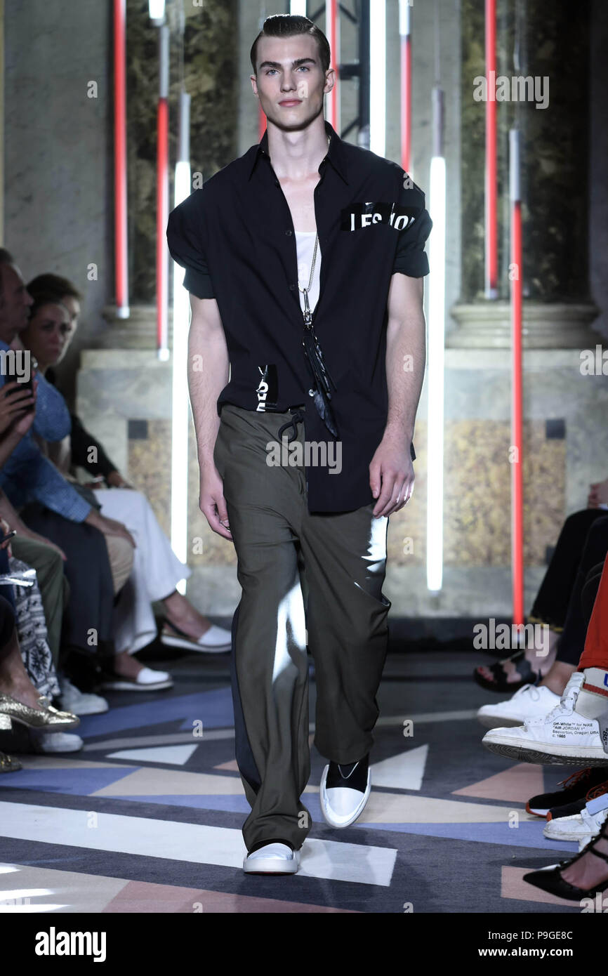 Milan Men's Fashion Week Spring/Summer 2019 - Les Hommes - Catwalk  Featuring: model Where: Milan, Lombardy, Italy
