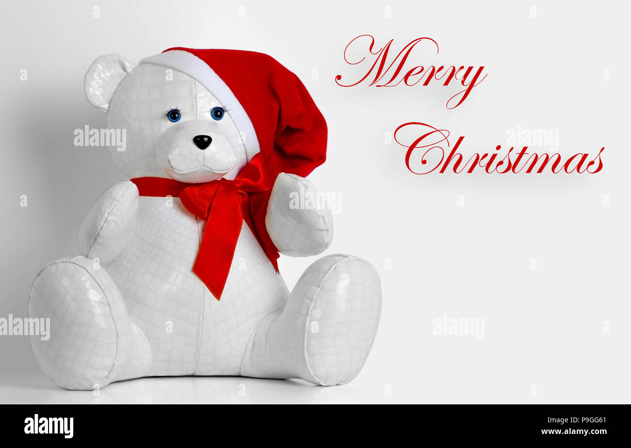 beautiful toy bear wishes Merry Christmas Stock Photo