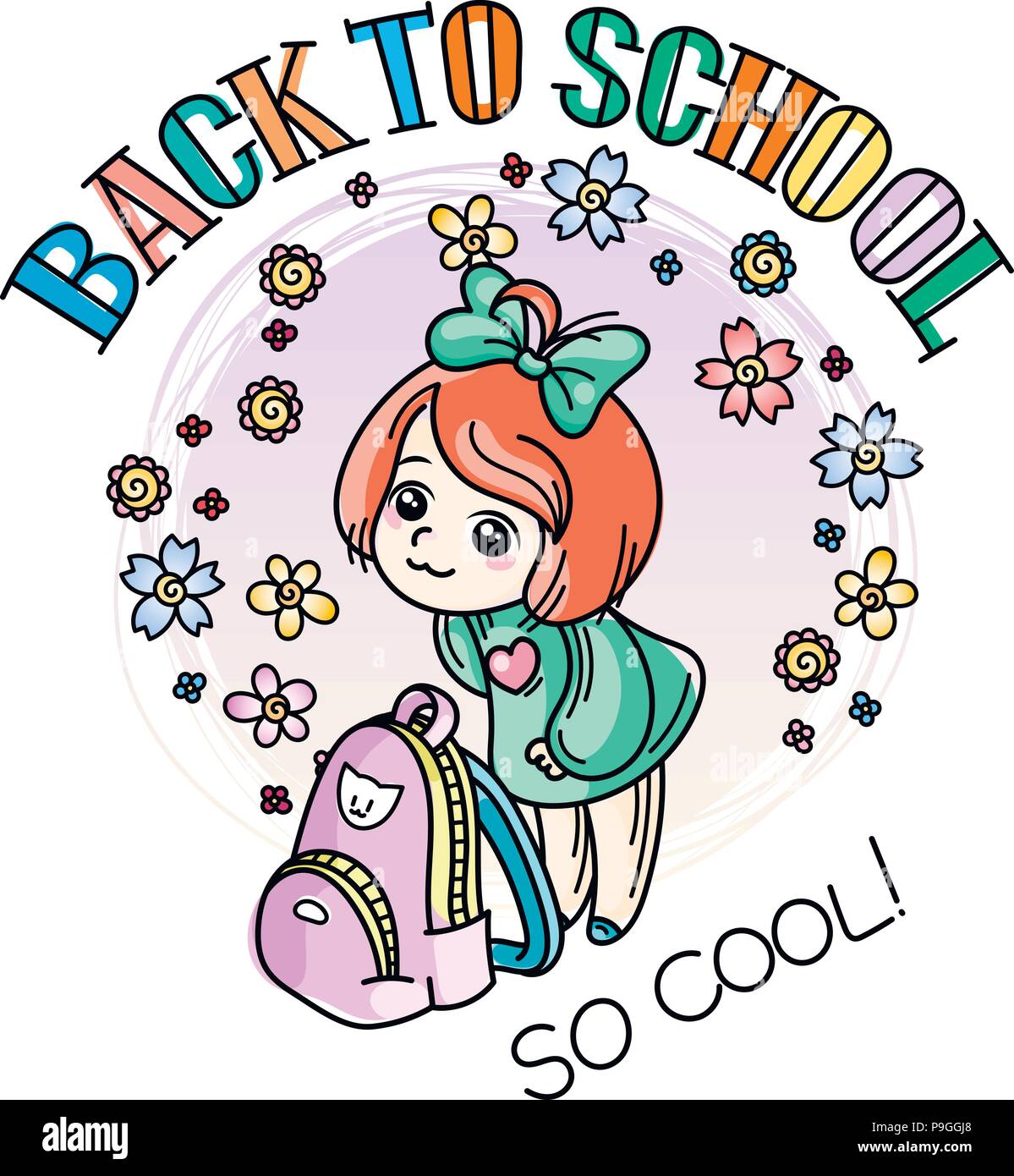 Welcome back to school. Cute school kid ready to education. Vector ...
