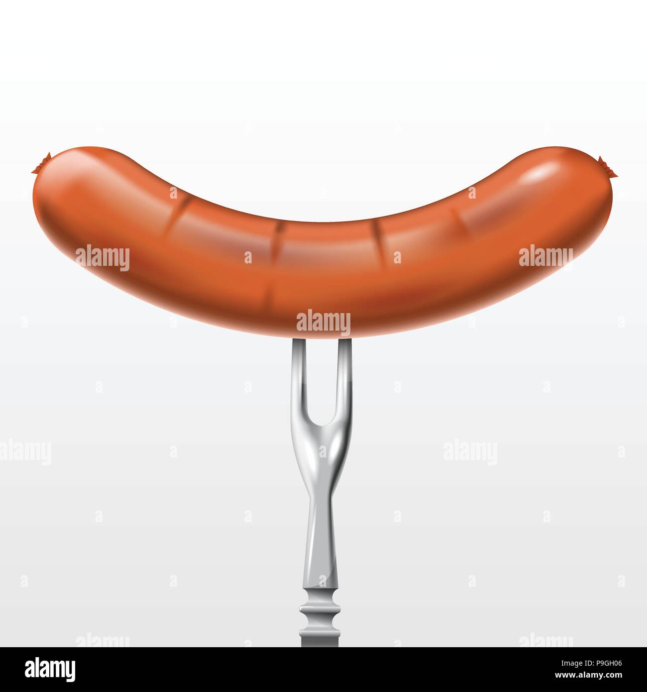 Sausage on the fork, mesh Stock Vector