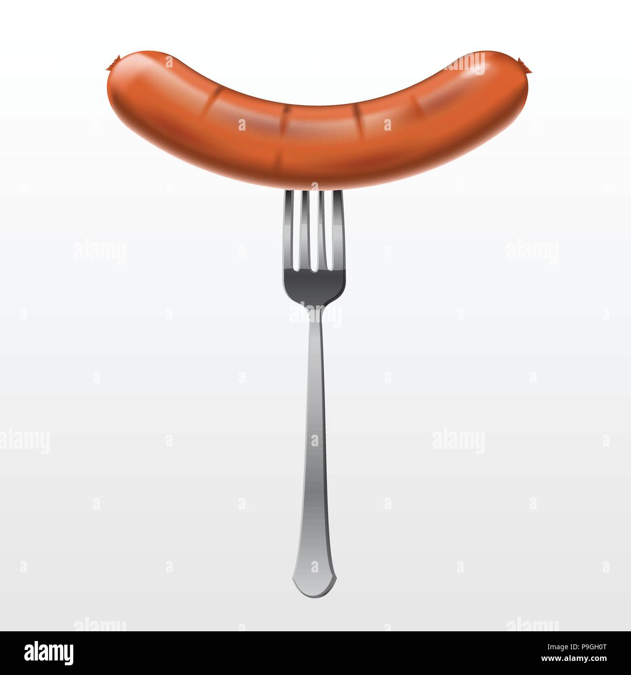 Sausage on the fork, mesh Stock Vector