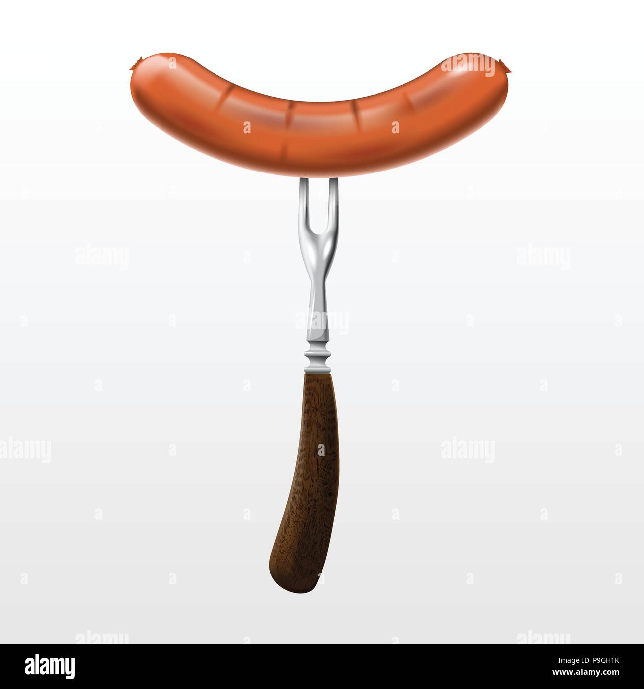 Sausage on the fork, mesh Stock Vector