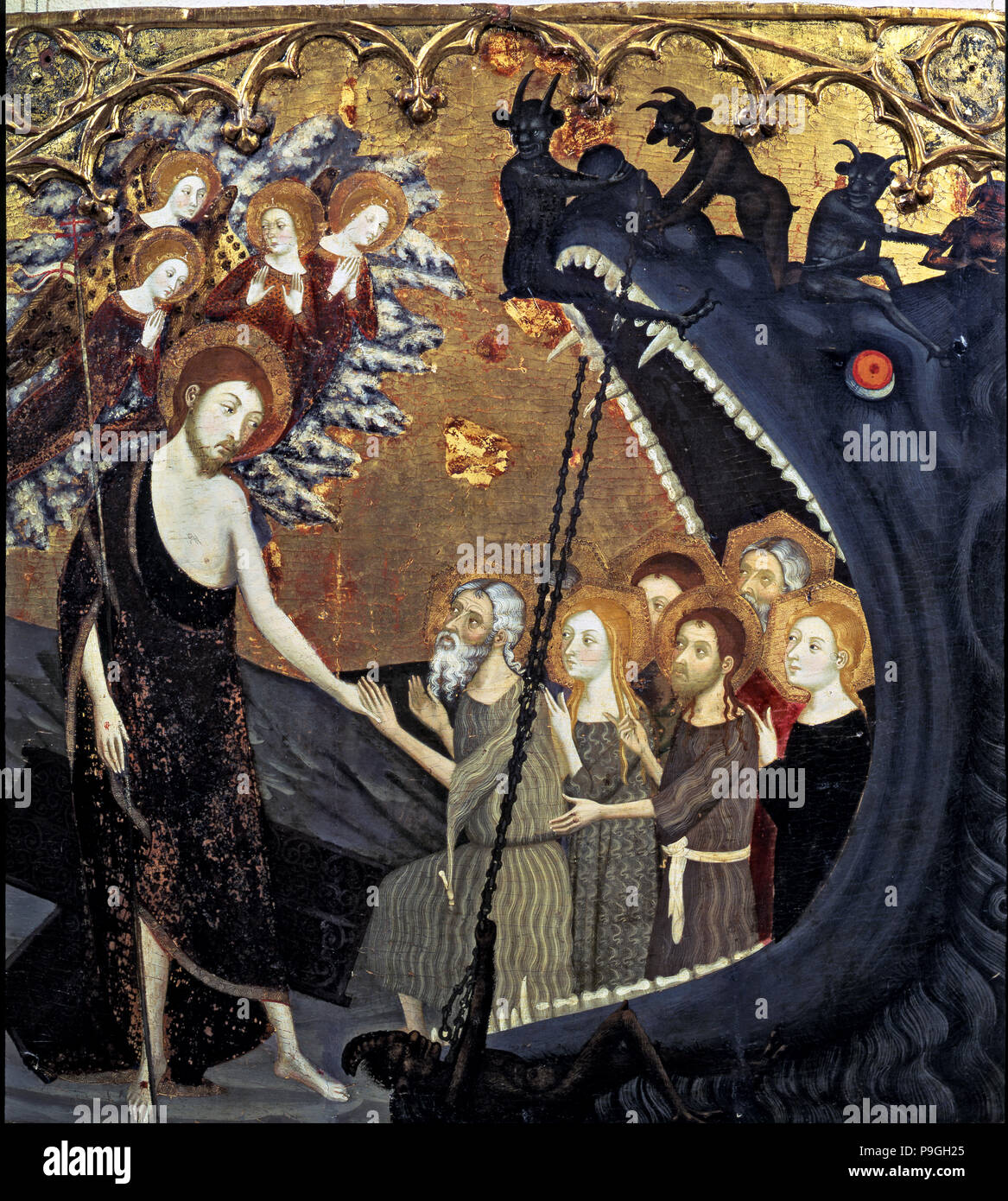 Altarpiece of the Holy Sepulchre. Table of the Descent into Limbo. Tempera on wood, 1361, from th… Stock Photo
