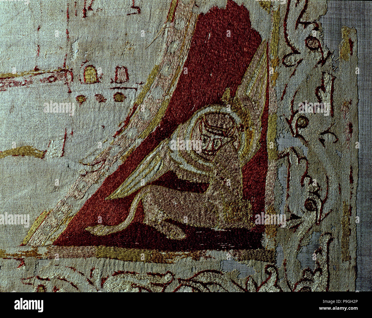 Standard of Saint Odon with a figure on a prayer. Tetramorph symbol representing Saint Luke. from… Stock Photo