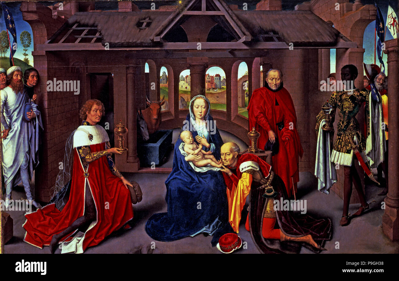 The Adoration of the Magi' (the Magi are portraits of Carlos 'the Fearless' and Philip 'the Good)… Stock Photo