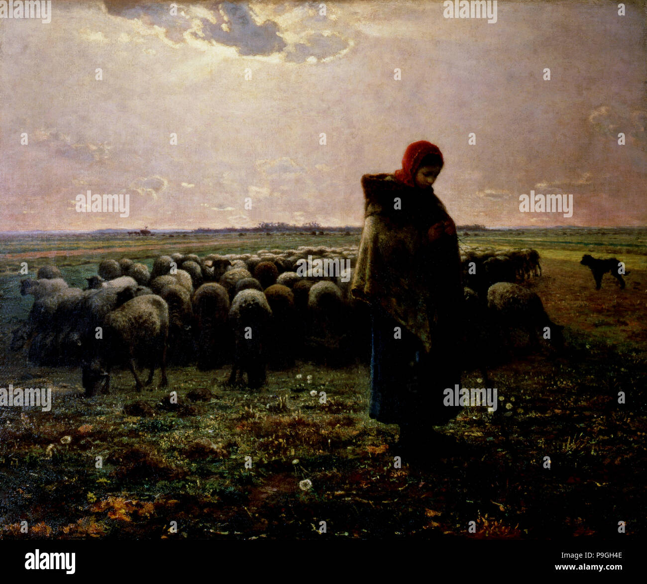 'The Shepherdess' by Jean François Millet Stock Photo Alamy