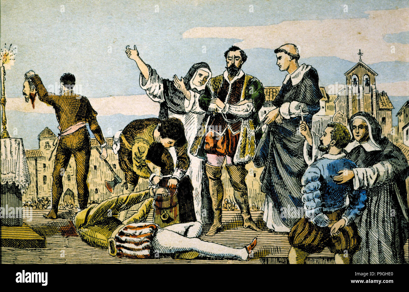 Execution In Villalar In 1521 Of The Three Commoner Leaders Juan De Padilla Juan Bravo And Fran Stock Photo Alamy