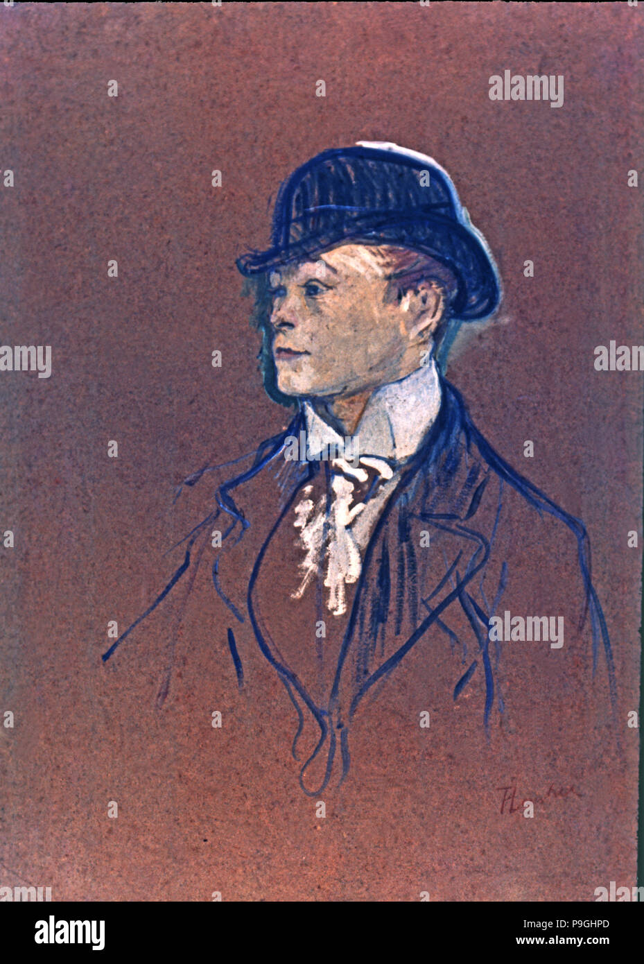 'Head of a racing groom', by Henri de Toulouse-Lautrec. Stock Photo