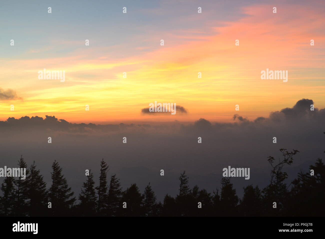 Sunrise from Mt. Fuji Stock Photo