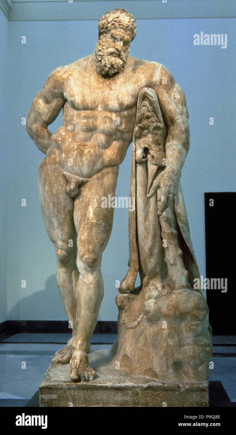 Hercule Farnese, Roman copy of a Greek work by Lysippus. Stock Photo