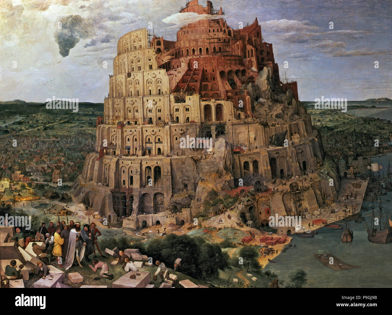 'The construction of the Babel Tower' by Pieter Brueghel the Elder. Stock Photo