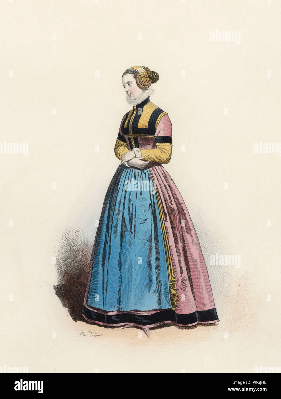 Young at Cologne, in the modern age, color engraving 1870. Stock Photo