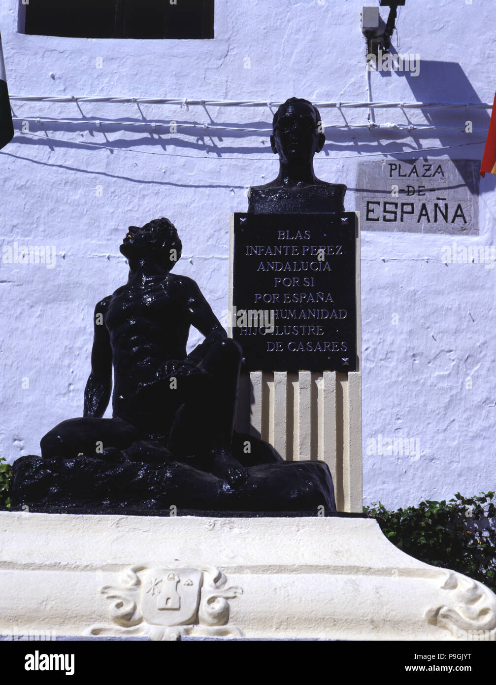 Monument to Blas Infante in Casares (Malaga), his hometown. Stock Photo