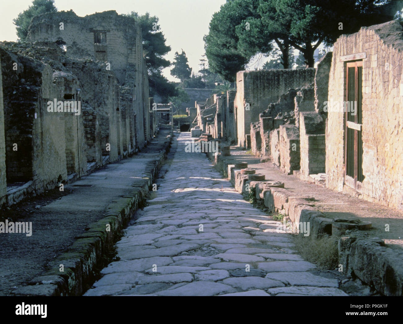 Remains of Cardo V street from the ruins of Herculaneum. Stock Photo