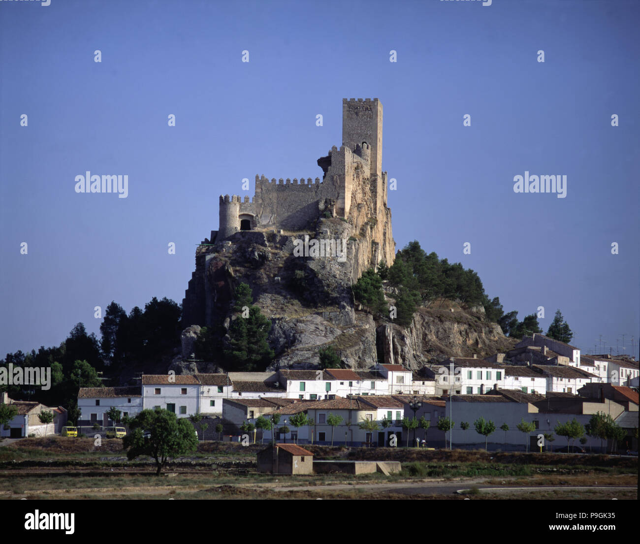 Exterior view of the castle of Almansa. Stock Photo