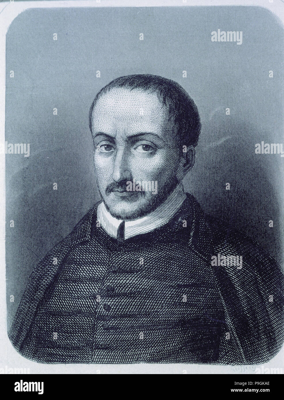Augustin Moreto (1618-1669), Spanish writer and an Italian priest, 1870 engraving. Stock Photo
